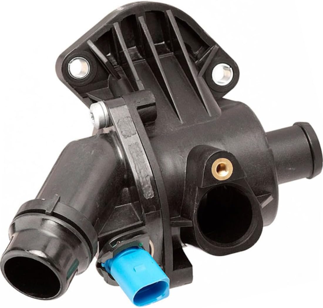 Engine Coolant Thermostat/Water Outlet Assembly for Audi A4 Quattro 2002 2003 2004 2005 1 Pcs Replacement 06B121111K, 06B121111D