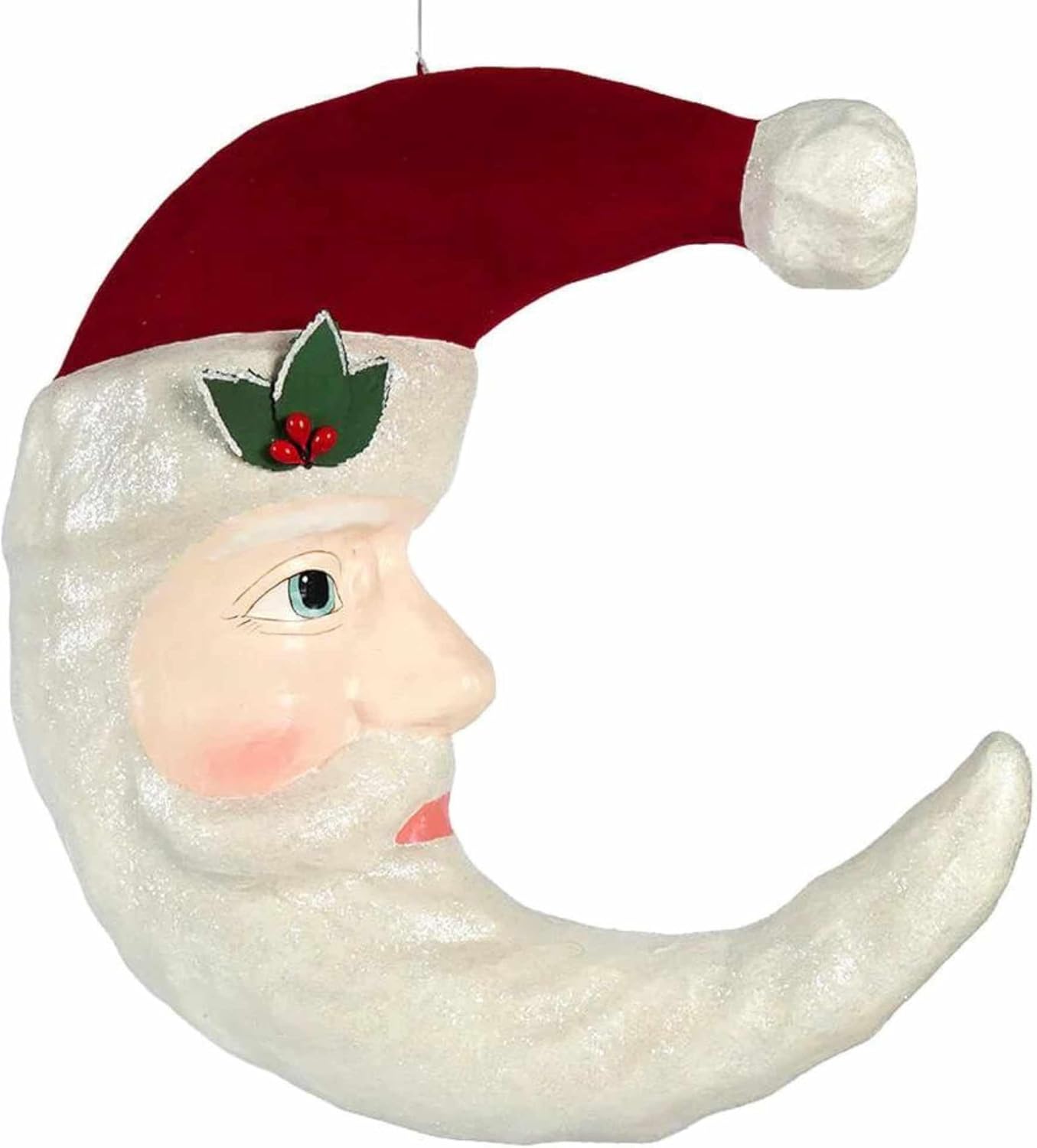 Bethany Lowe Tradicional Santa Luna Poliresina Navidad Crescent Claus - Una Figura Colgante 17.5 Pulgadas - Td0020 - Multicolor