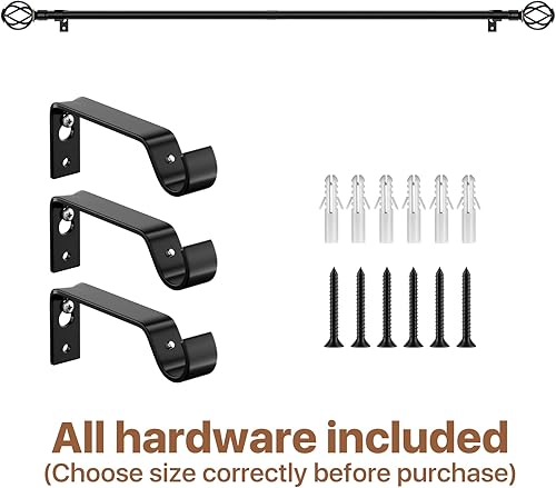Miniatura 6 de Barras de cortina para ventanas de 28 a 50 pulgadas, juego de barras de cortina de 58 pulgadas con remates decorativos de jaula trenzados, poste de