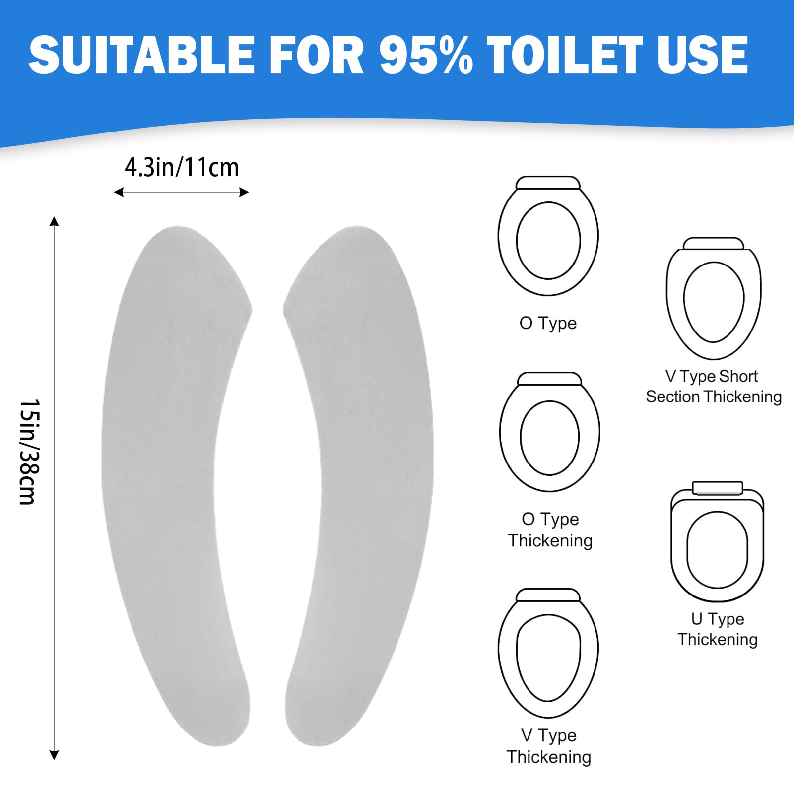 Dünne und warme Toilettensitzabdeckung Pad - selbstklebend, verstellbar und zuschneidbar, bequem und leicht zu reinigen, perfekt für Badezimmer zu Hause (Grau)