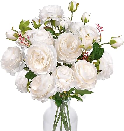 Amazon Livole 白い恋人 造花 インテリア 花 バラ ウエスタンローズ フラワー 母の日 こどもの日 ゴールデンウィーク 贈り物 室内用 誕生日 女性 プレゼント 記念日 結婚式 ウェディング用 ギフト 庭園 オフィス 喫茶店 飾り用 5本花 白い 造花 オンライン通販