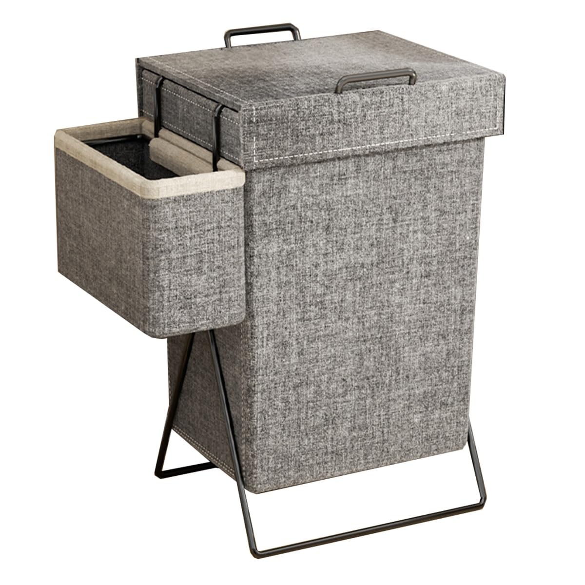 Folding dirty laundry basket, Collapsible Laundry Hamper With Lid, Multicolor(/Gray,B)