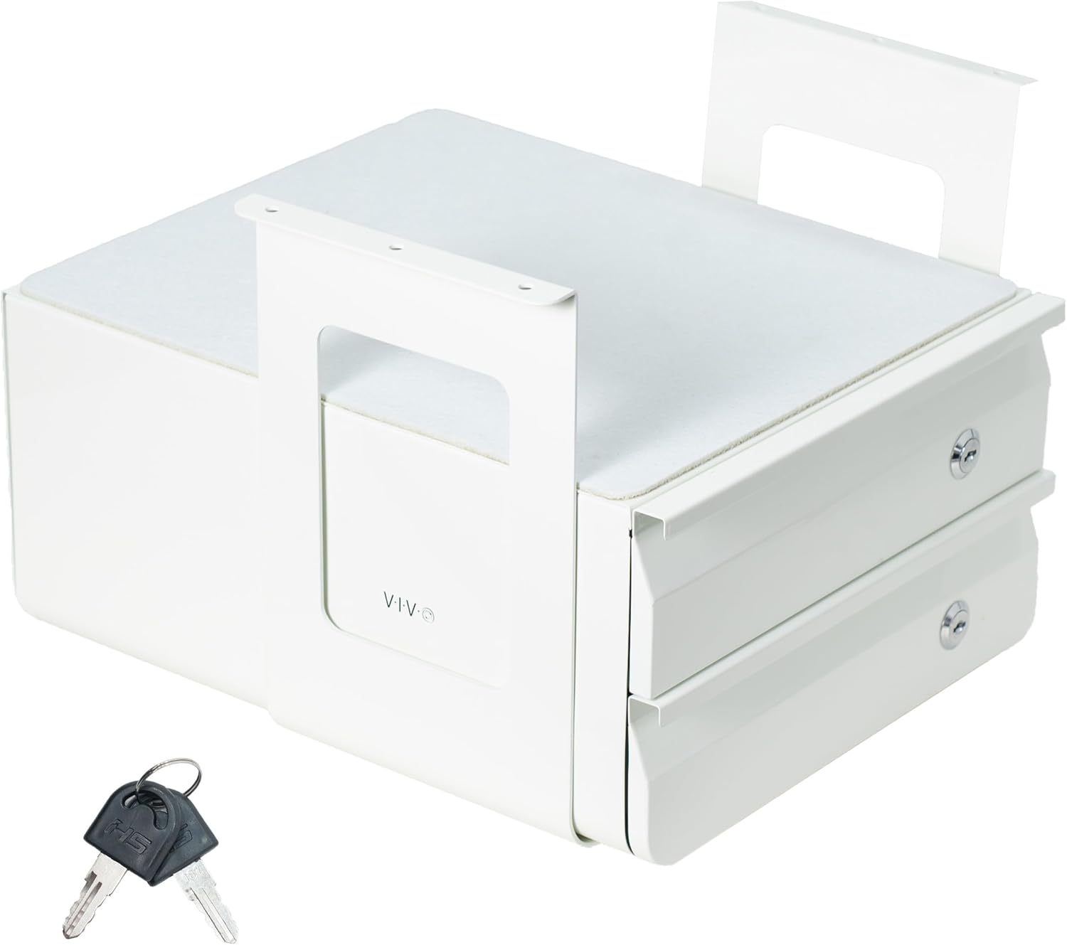 VIVO 13 inch Under Desk Double Stacked Slide Out Drawers with Lock, Secure Home Office Storage Organizer, White, DESK-AC03L-2W