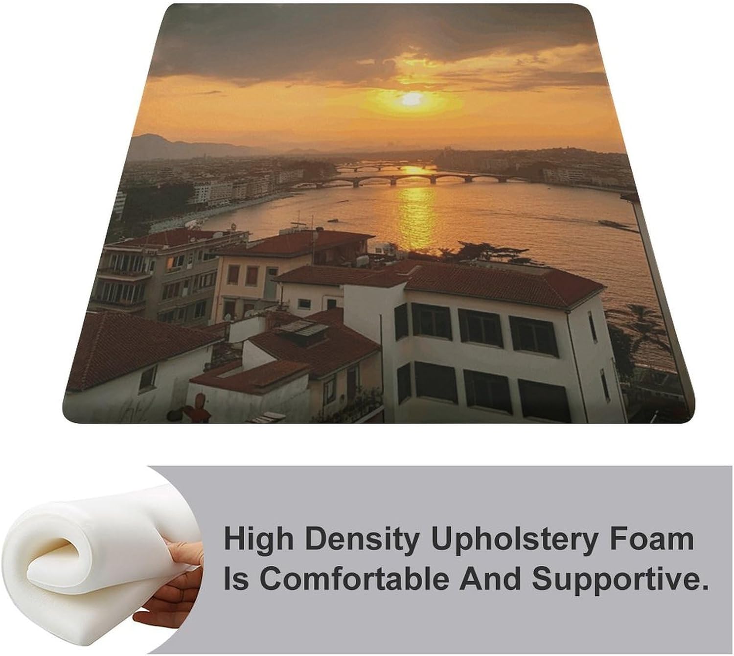 Sunset View Chair Cushion Memory Foam Breathable Chair Pads Square Large Pillows Seating Comfort Meditation Floor Pillow Car Seat Cushion for Indoor/Outdoor Chairs