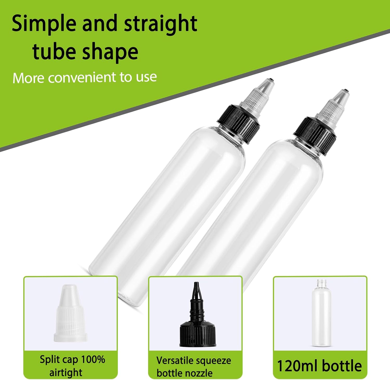 50 Pack Clear Dispensing Bottles, 4oz Round Plastic Squeeze Bottle with Twist Top Caps,Food Grade Household for Oils, Liquids, Inks, Crafts, Kitchen