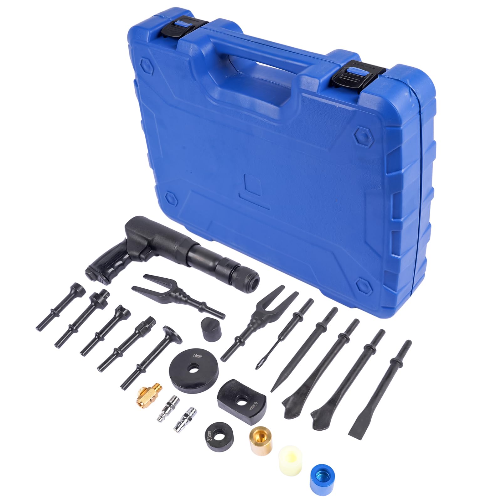 Martillo neumático astillador con kit de 19 accesorios - Martillo neumático versátil y resistente, kit de astillado incluido Hopzty
