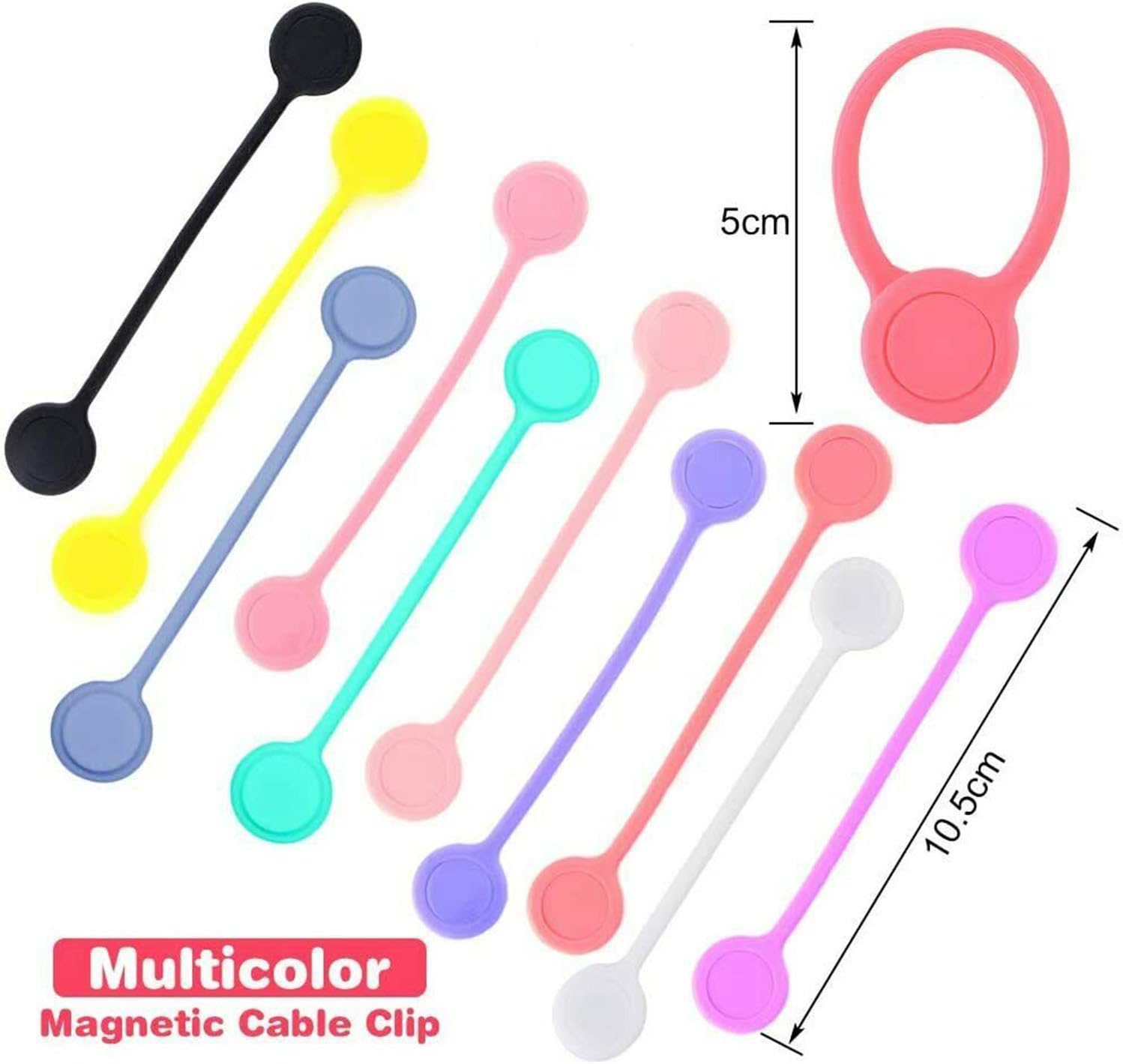 18 Pack Reusable Silicone Magnetic Cable Ties, Strong Holding Stuff, Magnetic Twist Clips for Bundling and Organizing, USB Charging Cords, Book Markers, Keychains, or Just for Fun (Random Color)