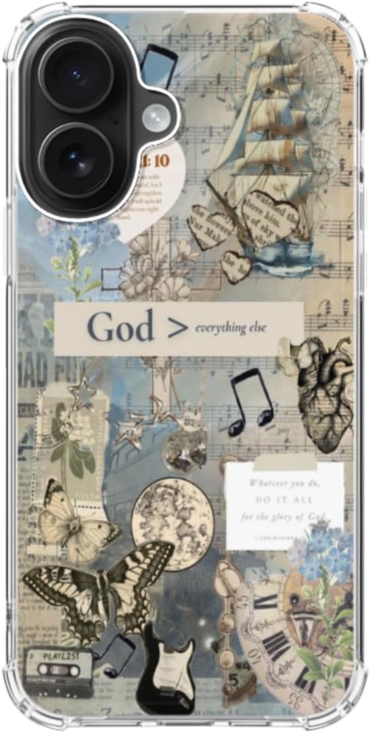 Christian Collage Phone Case for iPhone 17, Faith Quote God Trending Phone Cover, Trendy TPU Protective Phone Case