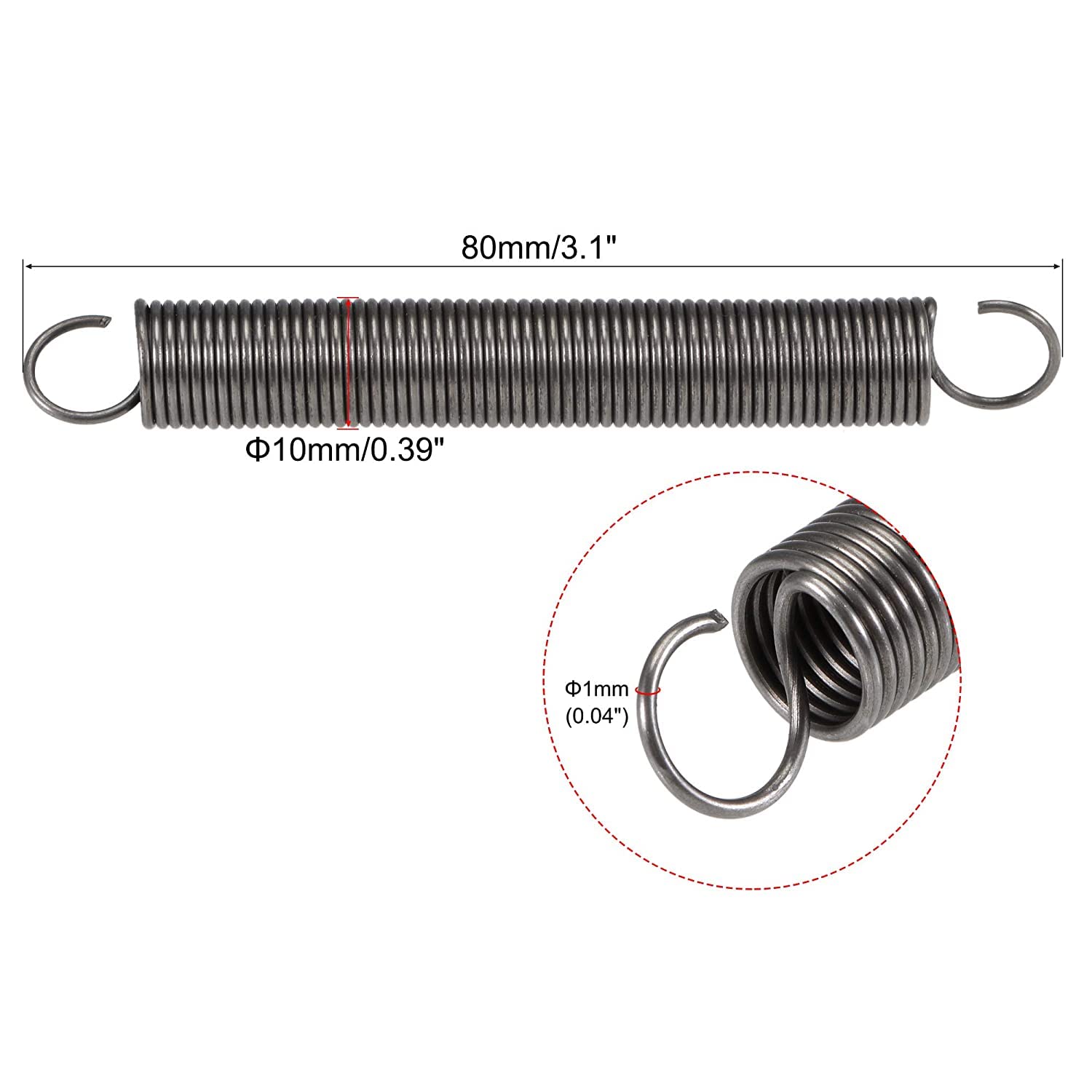 2 Ressorts De Compression 305mm - Diamètre Fil 1,0mm, Diamètre Extérieur 10mm - Haute Résistance