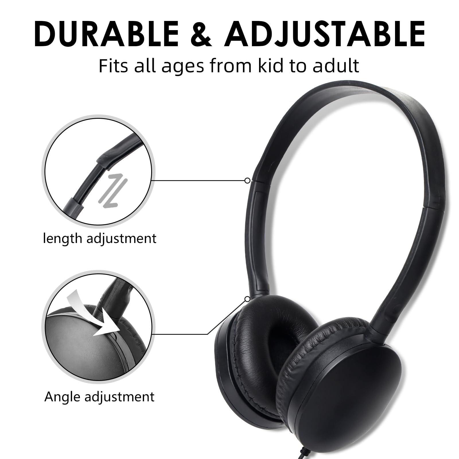 100 Pack Black Class Headphones for Students Online Learning - Dettaglio