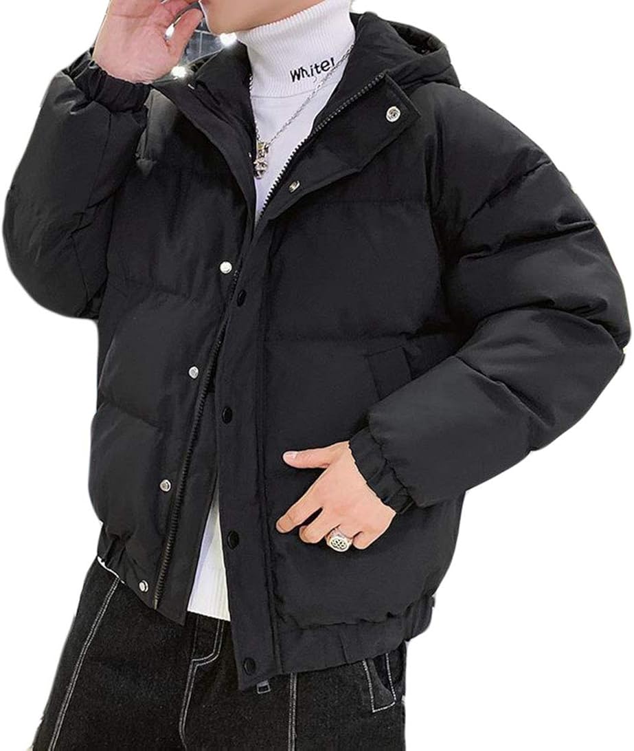 Debangni ダウンジャケット メンズ ショート 長袖 冬服 中綿ジャケット 無地 フード付き 防風 防寒 通学 スタイリッシュ アウター 軽量 暖かい ダウン 通勤 おしゃれ ゆったり 今年人気のブランド品や ダウンコート