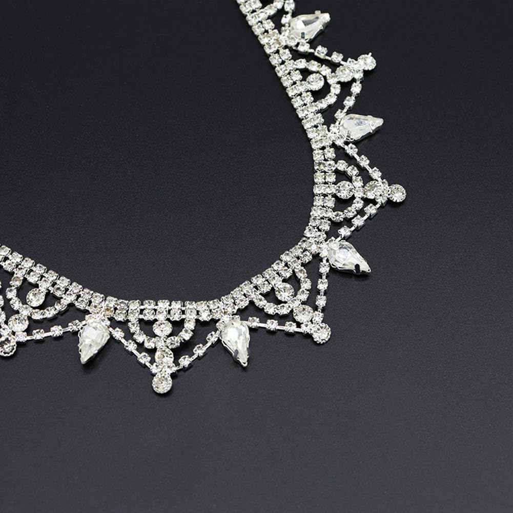 1 Yard Rhinestone Trim, Crystal Rhinestone Chain Applique, Ideal for DIY Decoration and Wedding Clothing Embellishments