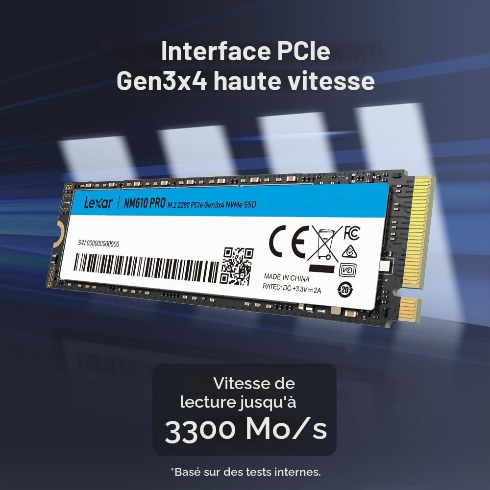Disque SSD Lexar NM610 Pro 500Go - NVMe M.2 Type 2280