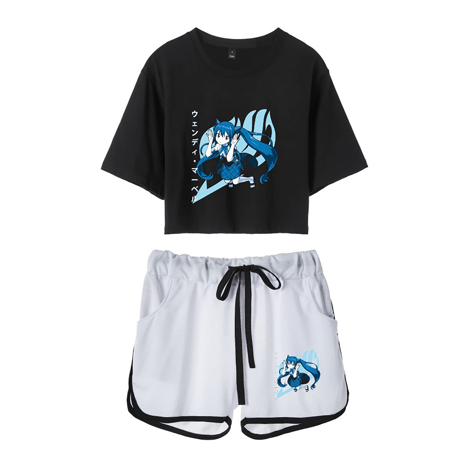 Set Fairy Tail Wendy Marvell - Top & Short Sportif - Cosplay Anime Femme