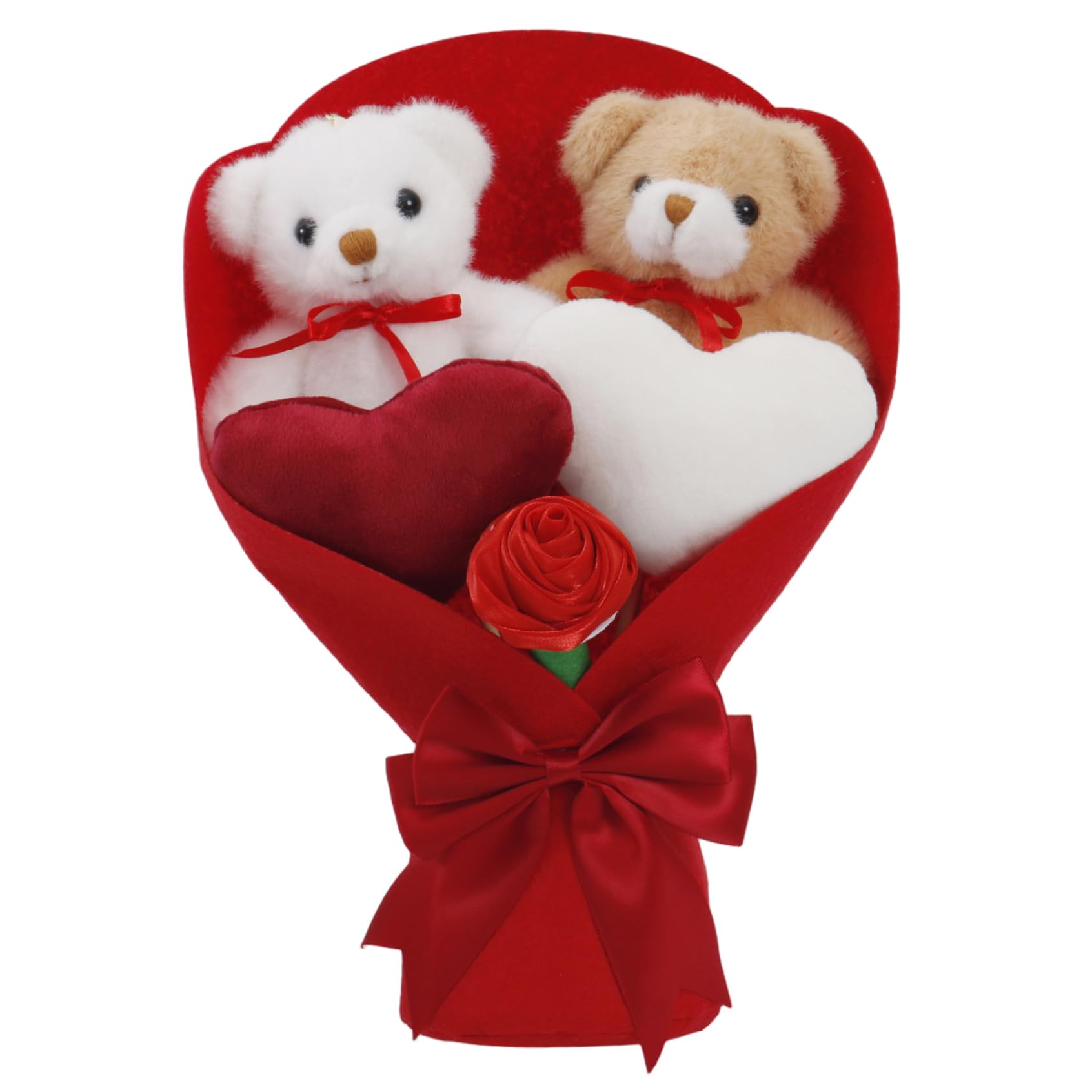 Fleurs en Peluche de Saint-Valentin et Anniversaire, Cadeau Original avec Mini Ours Doux