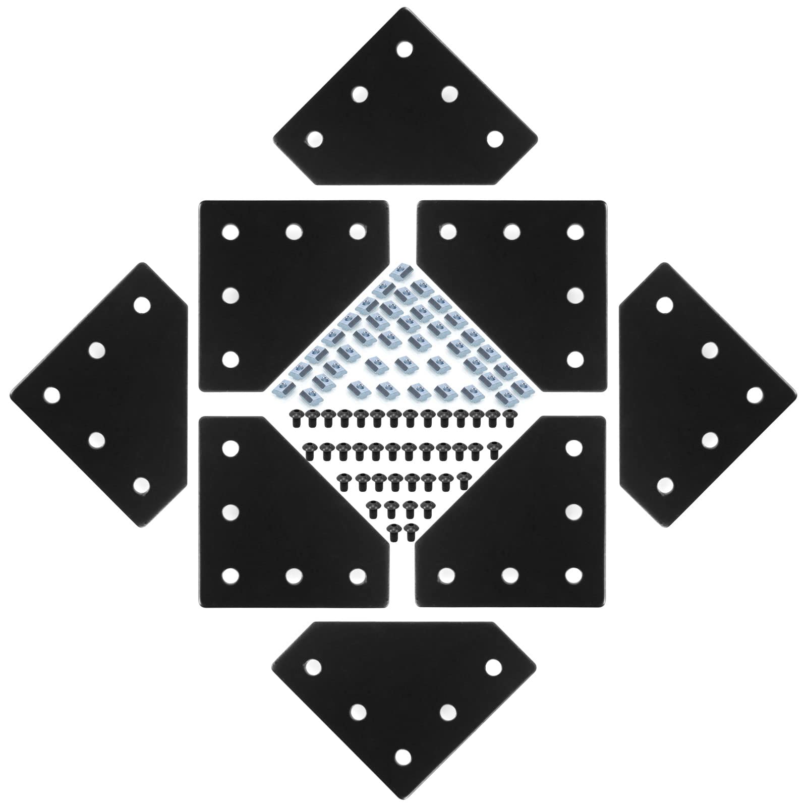 Łącznik profilu aluminiowego 40 x 40, łączniki profilowe L, 8 sztuk z 40 nakrętkami M8, 40 sztuk śrub M8, do drukarki 3D, maszyny do grawerowania