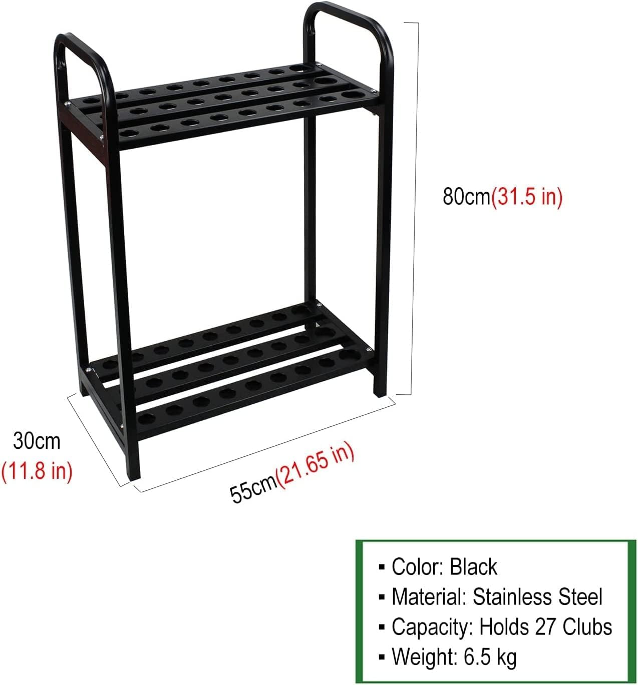 Golf Club Holder Organizer 27 Holes, Black Large Capacity Golf Putter Rack for Home & Gym, Metal Freestanding Cur Display Rack