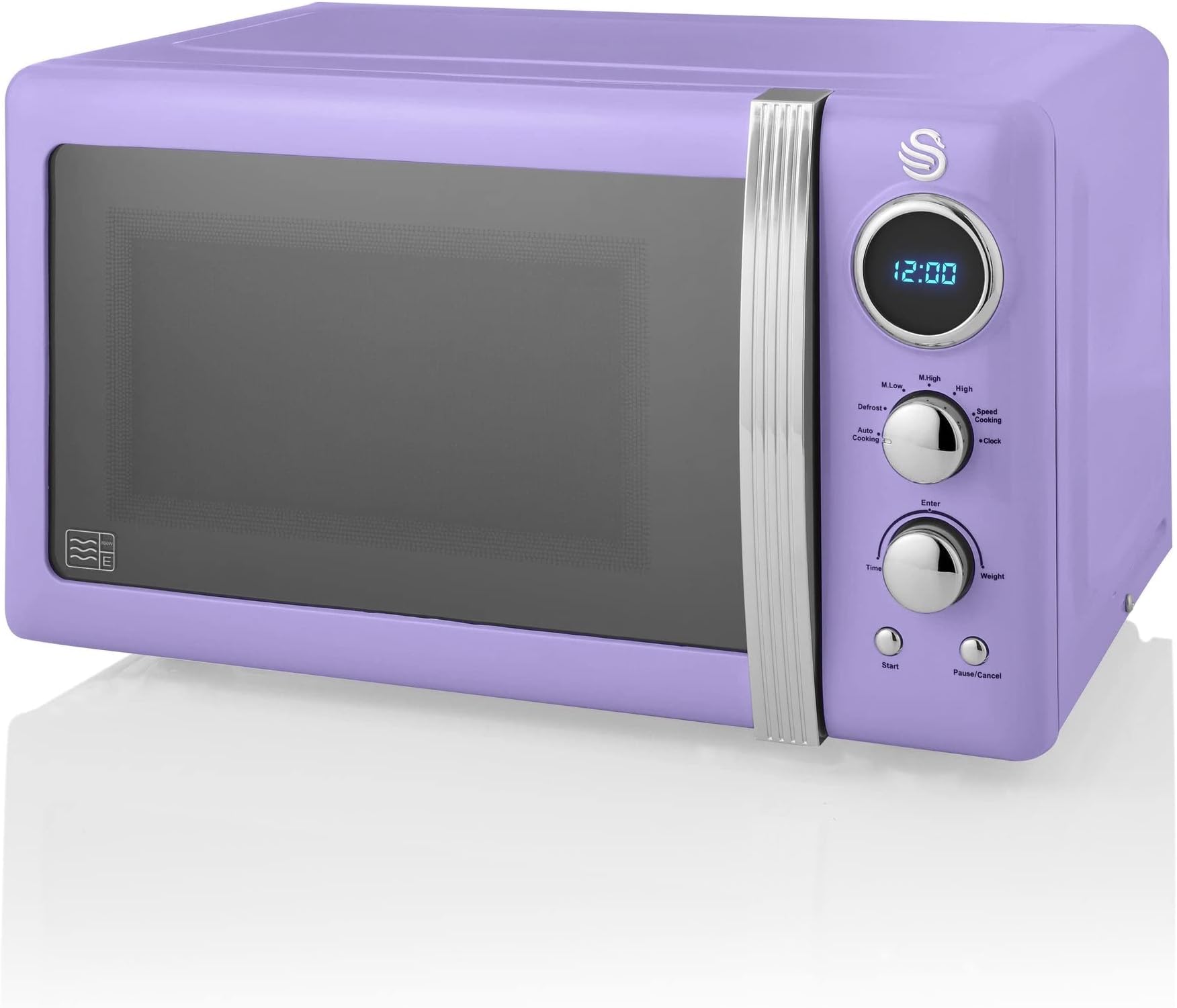 Swan Retro LED Digital Microwave Purple, 20L, 800W, 6 Power Levels Including Defrost Setting, SM22030LPURN