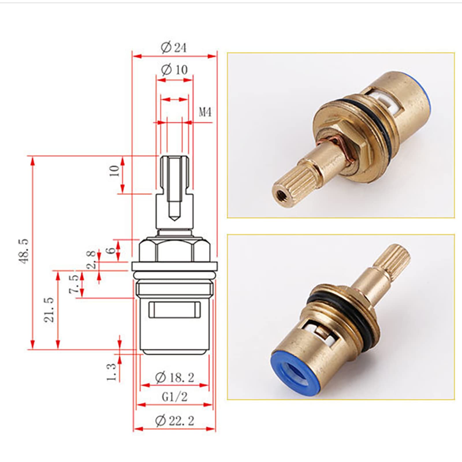 Vástago de Grifo, válvula Interna de Grifo, Cartucho de Disco cerámico de latón para Grifo, 1 Unidad. Piezas de reparación para Grifo Mezclador de baño y Cocina.