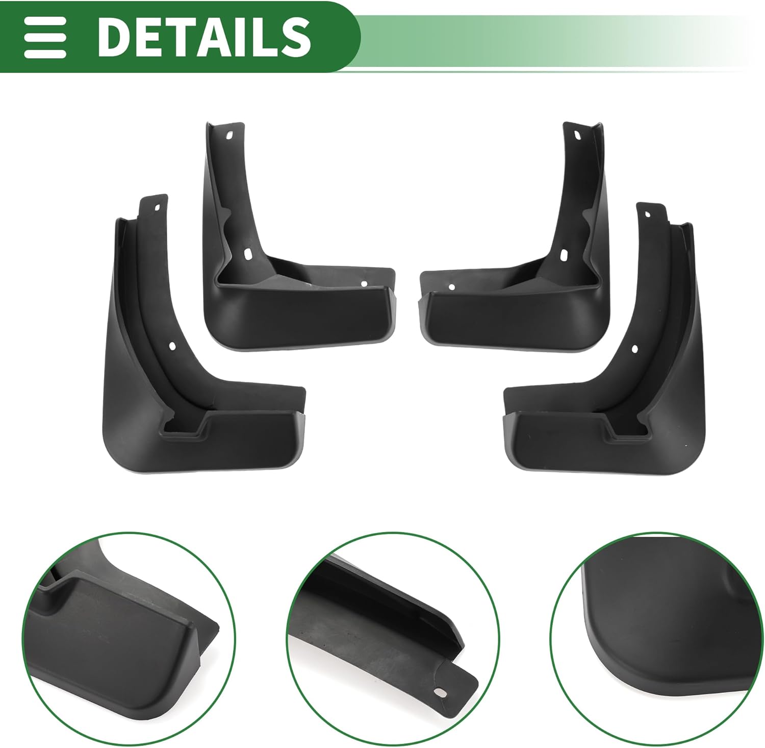 Motoforti Mud Flap Splash Guard Mud Guard for Volkswagen GTI (Hatchback) 2015-2017 Plastic W/Mount Accessories Black