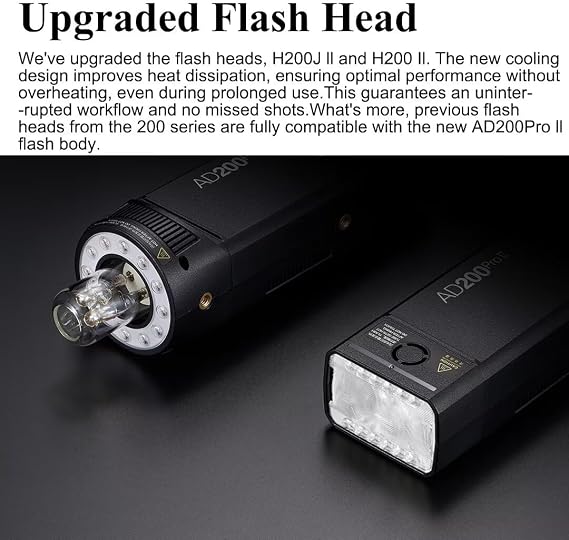 Godox AD200 Pro II Flash Strobe,HSS Pocket Camera Monolight 200Ws 5800K Bi-Color TTL 1/8000s with 2.4G Wireless X System,One-Tap Sync with X3,with Recharge Battery (AD200 AD200Pro Upgraded)