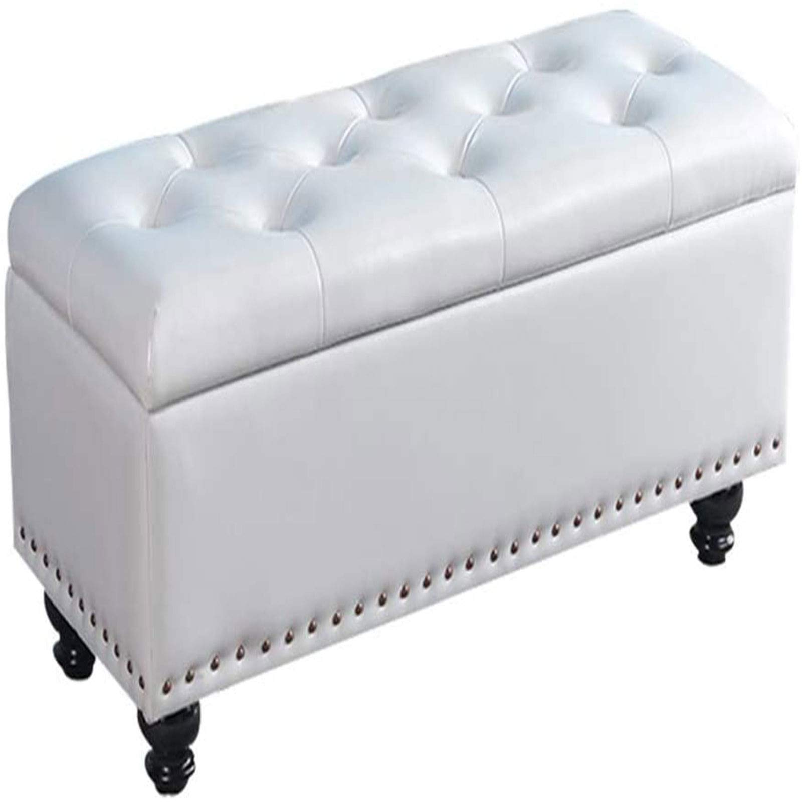 Chaise pour cabine d'essayage et chambre avec pouf rectangle blanc en bois