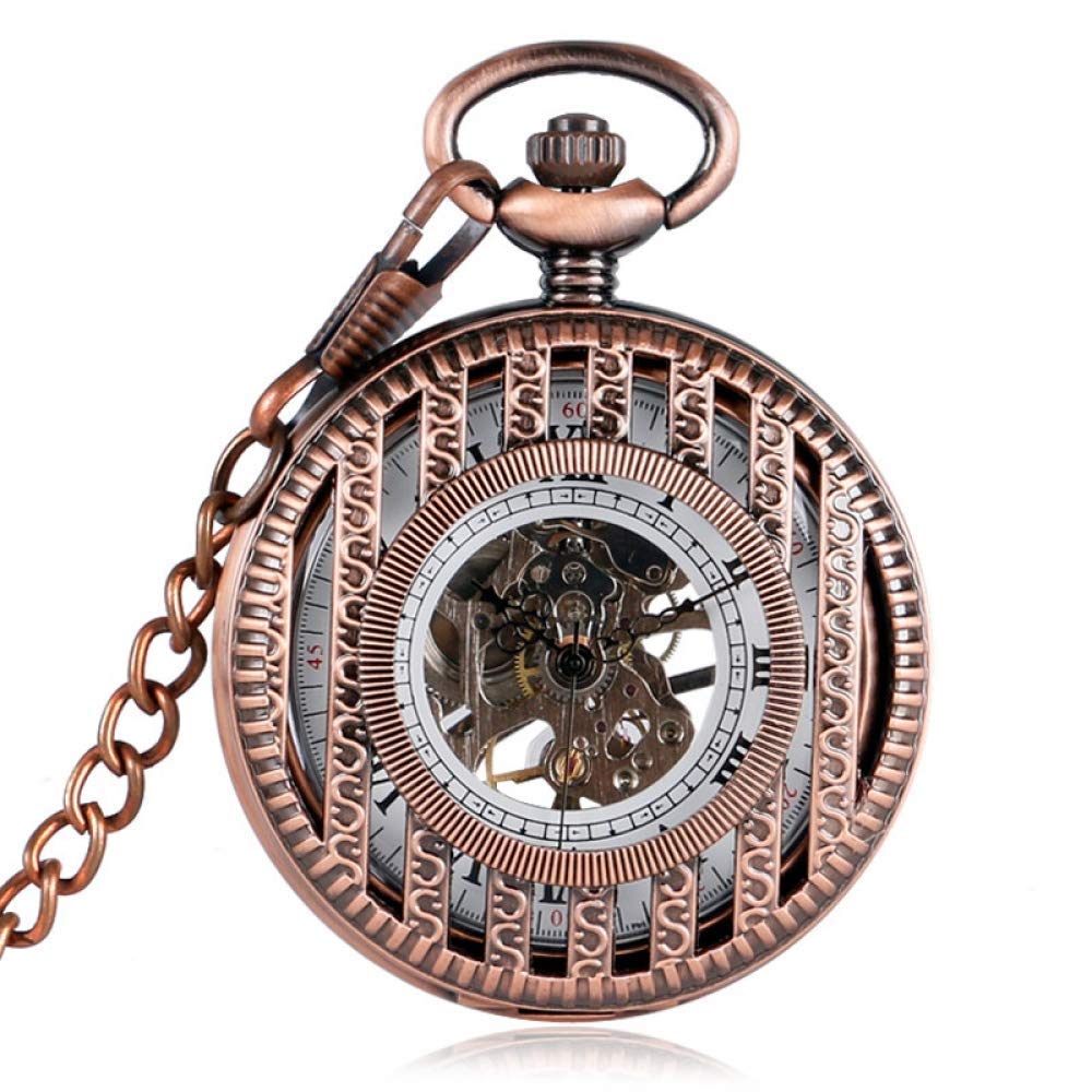 Pocket Watch, Rose Gold Stripe Design Hand Winding Mechanical Pocket  Watches for Men Women Father Mother Retro Pendant Watch Gifts Item Chain  Pocket