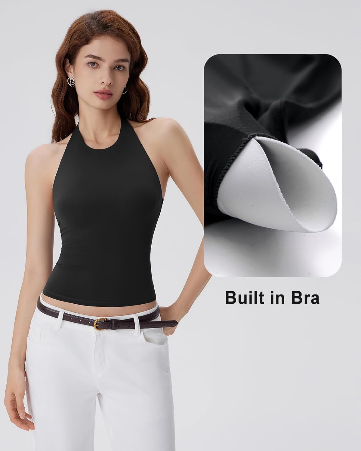 SUUKSESS Women Halter Padded Tank Tops Double Lined Backless Summer Going Out Tops - Image 4