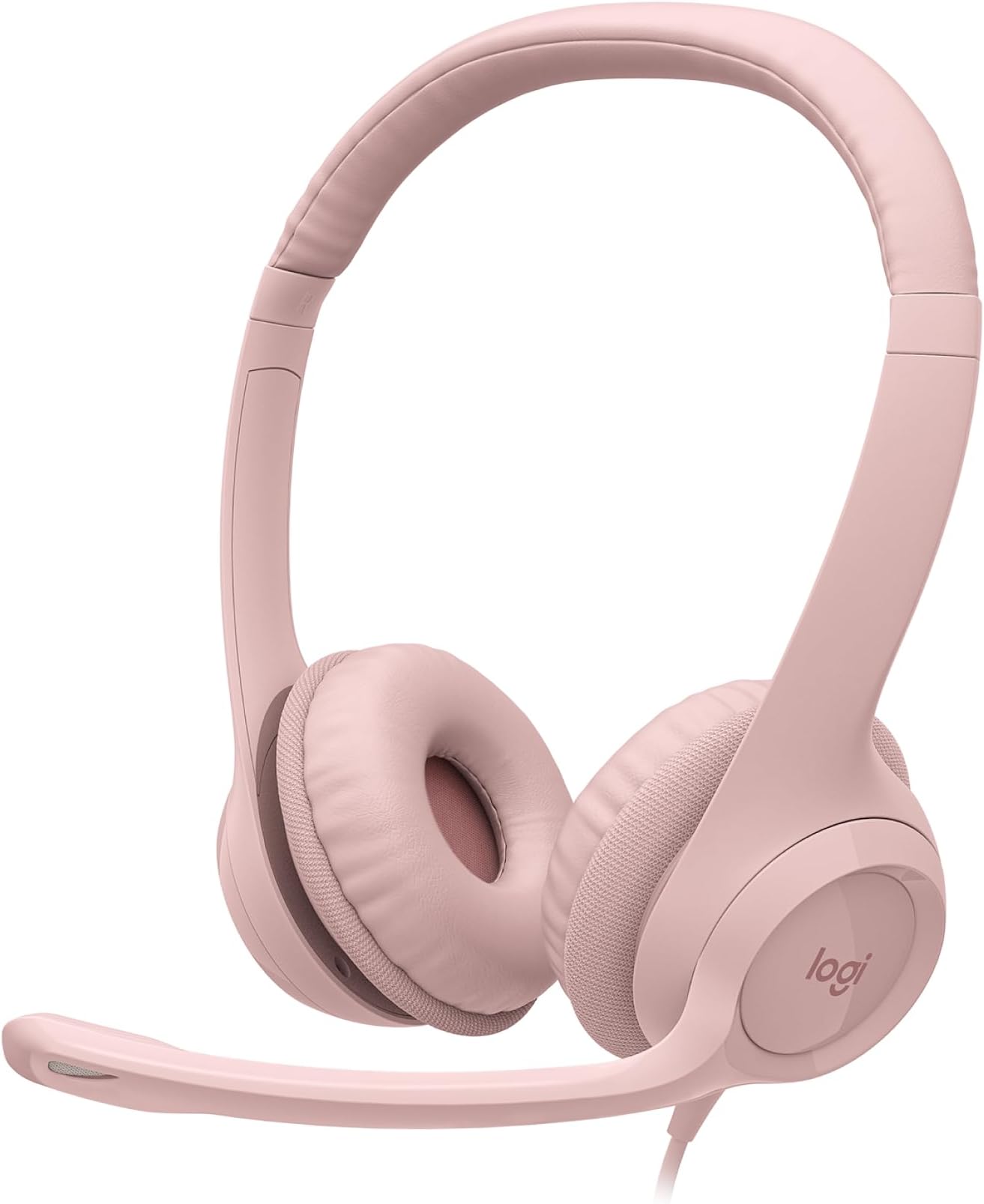H390 Wired Headset for PC/Laptop, Stereo Headphones with Noise Cancelling Microphone, USB-A, In-Line Controls, Works with Chromebook - Rose