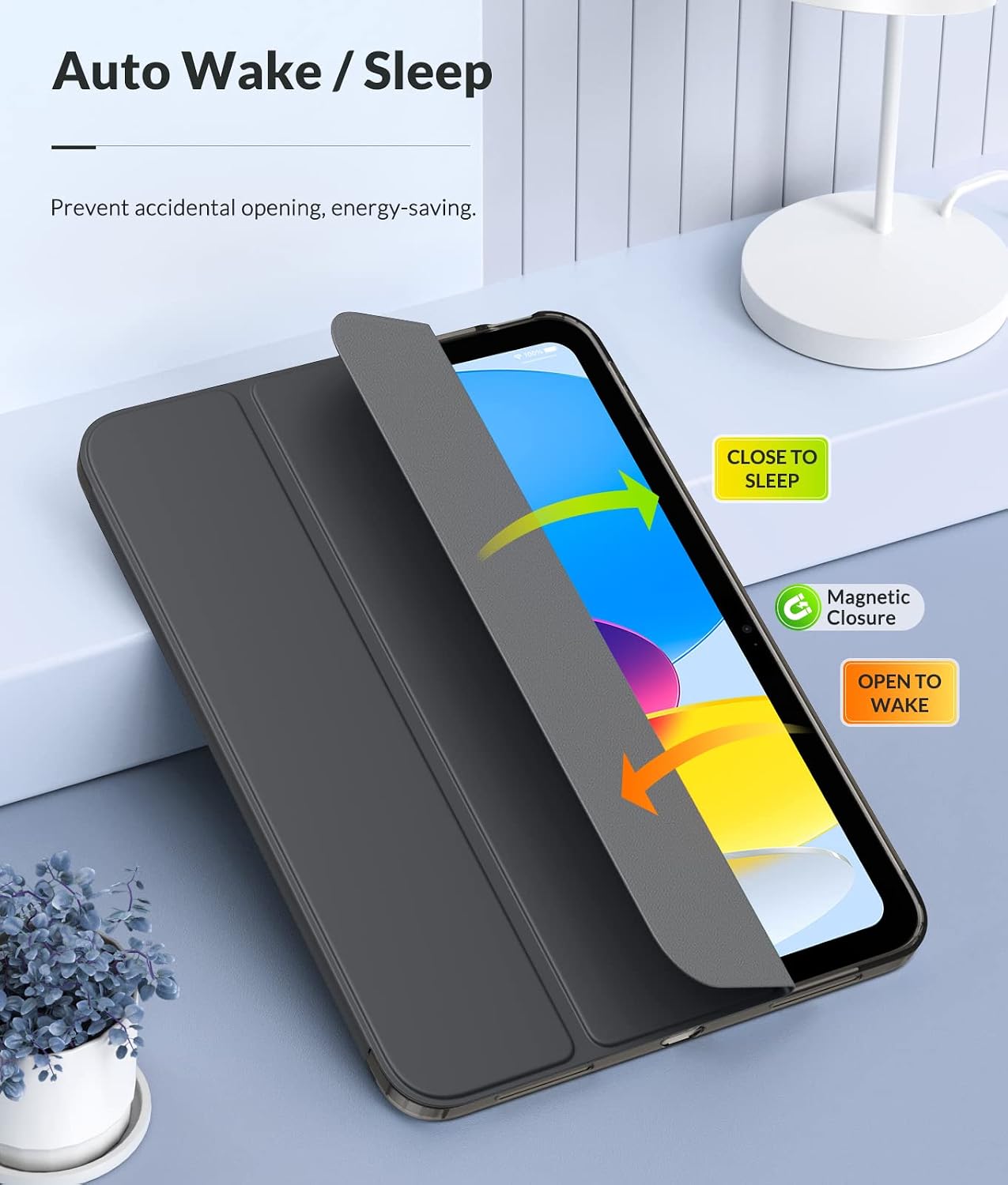 MoKo Case for New iPad (A16) 11th Generation 2025/ 10th Generation 2022, iPad 11 inch/ 10.9 inch Case with Soft TPU Translucent Frosted Back Cover, Auto Wake/Sleep, Support Touch ID,Space Gray