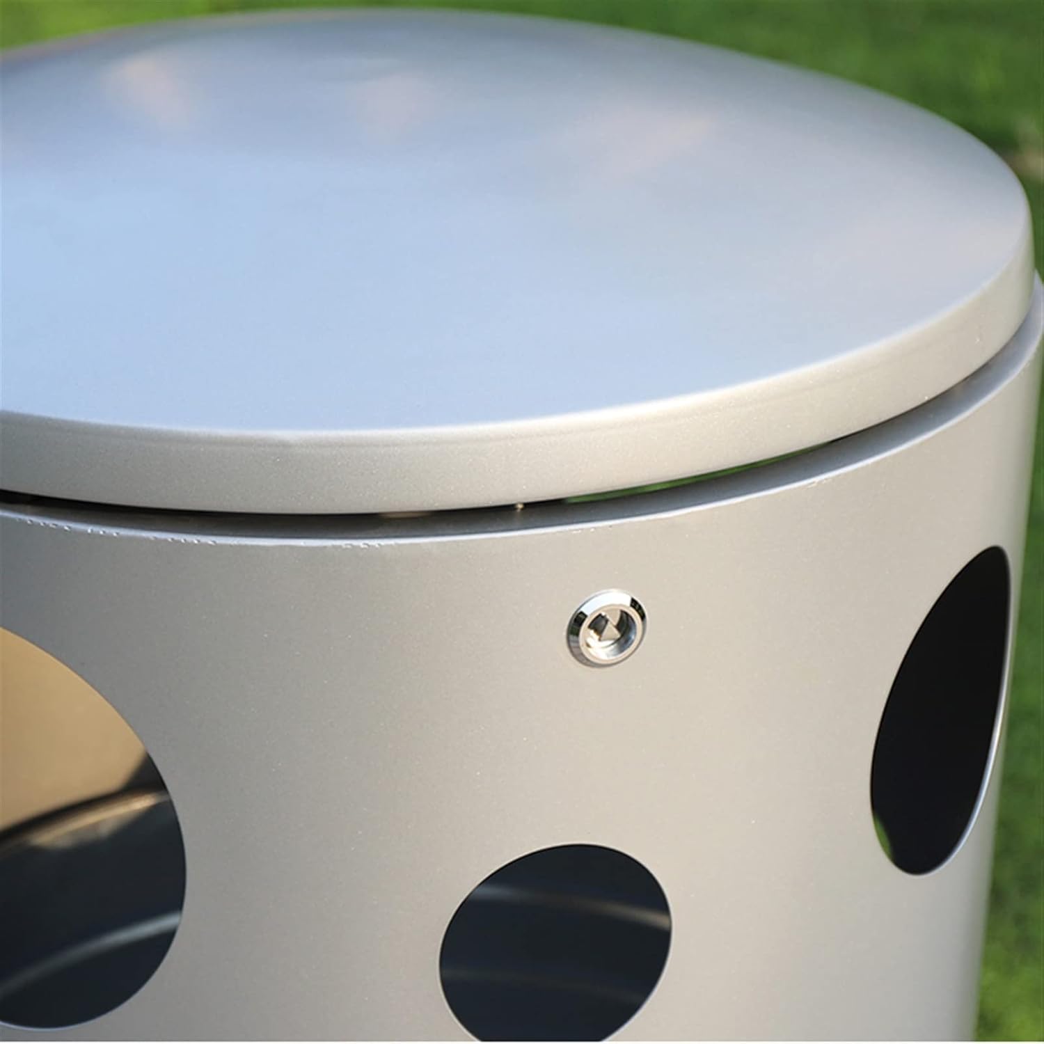 Outdoor Steel Trash Can Creative Round Outdoor Trash Bin Mushroom Shape Courtyard Trash Can Metal Classification Trash Can (Color : Multicolor) (Silver Gray)
