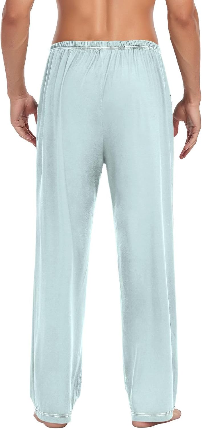 Light Cyan Aqua Pajama Pants for Men Novelty Pj Bottoms Sleep Pants for Dad Brother Husband Boyfriend, S