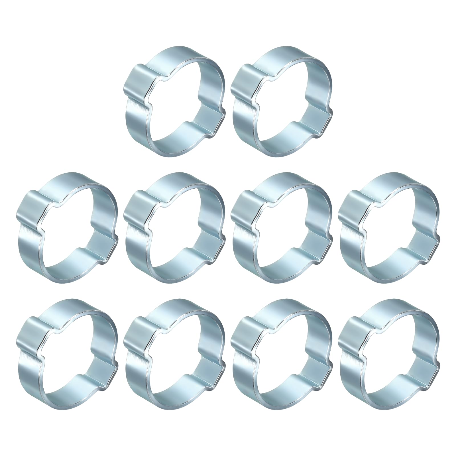 Kozelo 10Pcs Galvanized Steel Adjustable 24-28mm Double Ear Hose Clamps