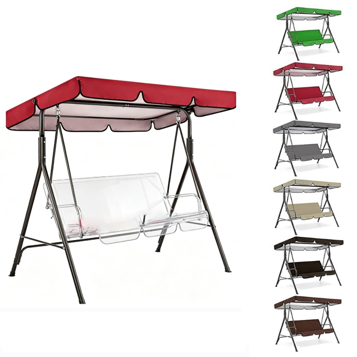 YCXHGK 2/3 Seater Swing Canopy Replacement Cover, Garden Hammock Top Cover for Seat Furniture, Canopy Only, Waterproof Oxford Cloth Swing Top(Red,164x114cm/64.6x44in)
