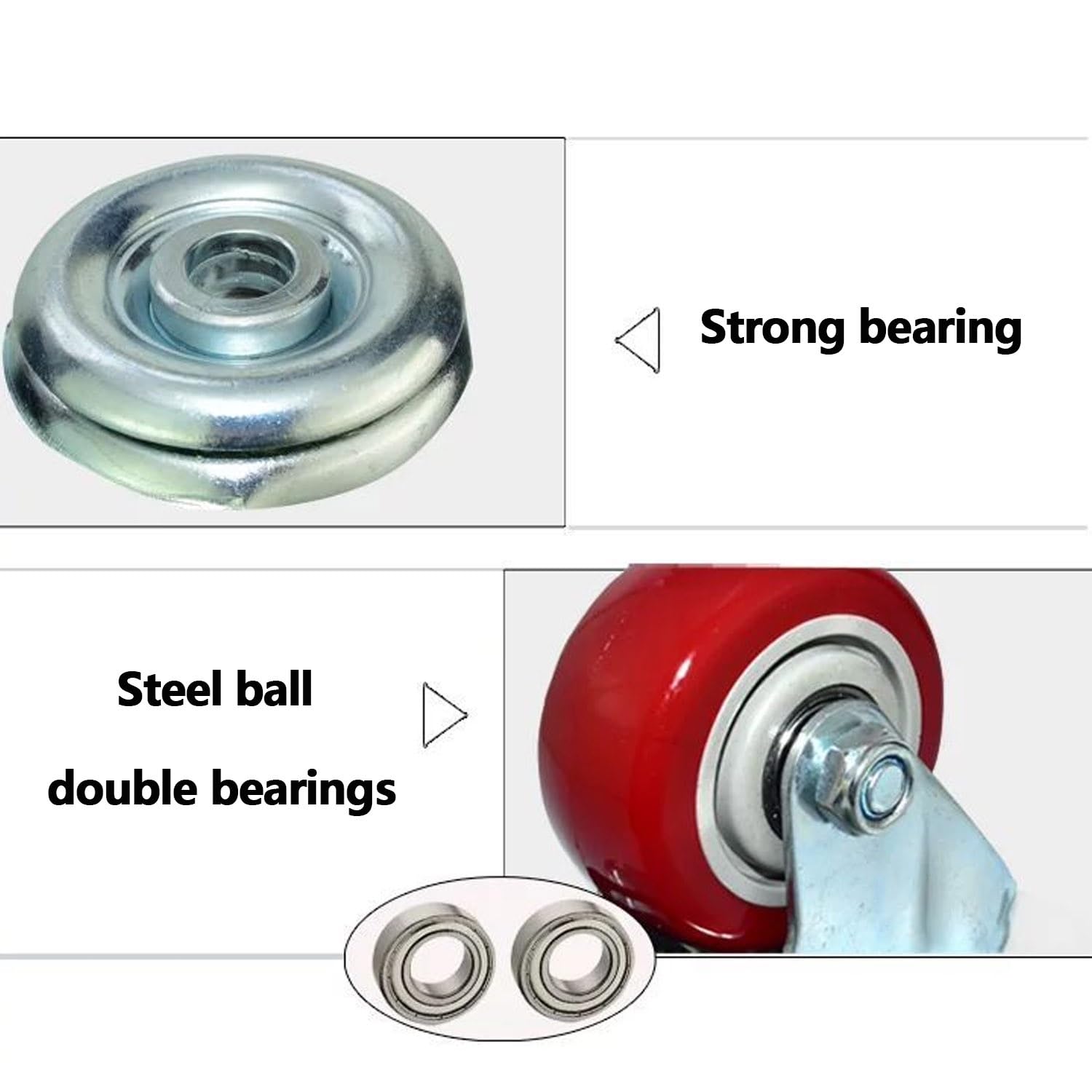75/100/125mm Lenkrollen, M12 M16 M20 Gewinde Industrielle Rollen, 4pcs PU Rollen mit Bremse, Maximale Tragfähigkeit 560kg, for Geräte/Möbel/Trolley(3inch,M16*60)