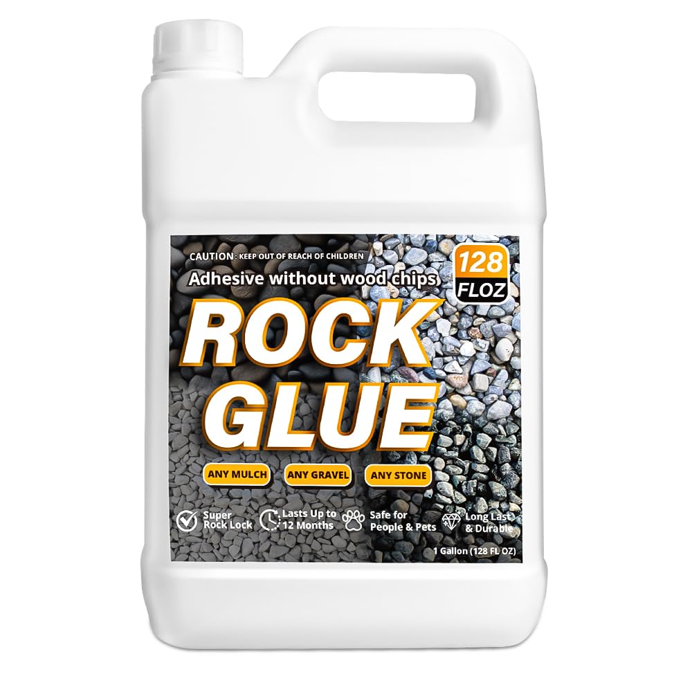 1 Gallon Rock Glue for Landscaping,Strong Pea Gravel Glue & Stone Adhesive for Walkways, Yards, Patios, and Decorative Driveway Edges