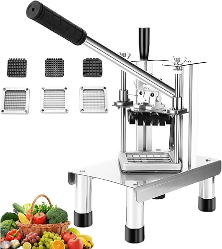 Picador comercial de verduras y frutas Picador de patatas fritas de corte rápido Picador profesional de alimentos con 3 cuchillas Adecuado para