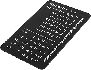 UKCOCO Tablero De Alfabeto Braille Con Puntos En Relieve, Y Puntuación, Tablero De Aprendizaje De Letras Para Principiantes, Didáctica Para Niños Ciegos, Color Negro