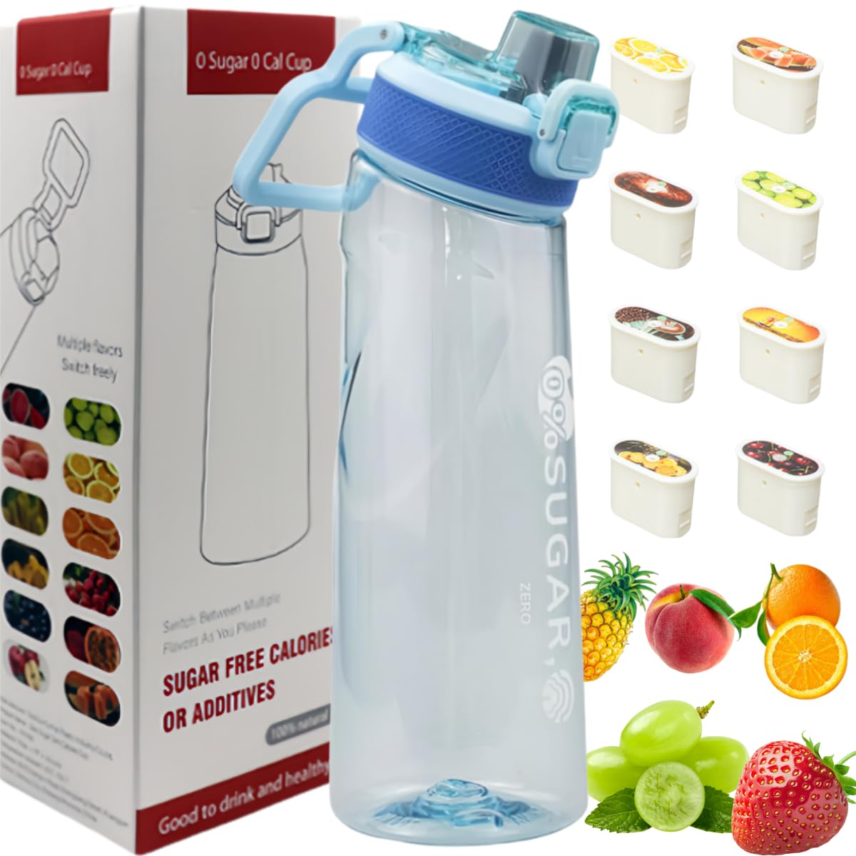 Putextile Water Bottle with 1 Flavor Capsule, 2.0 Upgraded Version, 700ml, BPA Free, for Gym and Outdoor Activities (Color B + 1 Random POD)