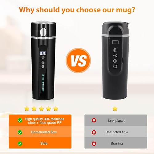 Miniatura 6 de Hervidor de automóvil, hervidor de viaje de 12 V24 V, hervidor portátil ajustable de 86.0-212.0 F, taza de calefacción para automóvil de hervir