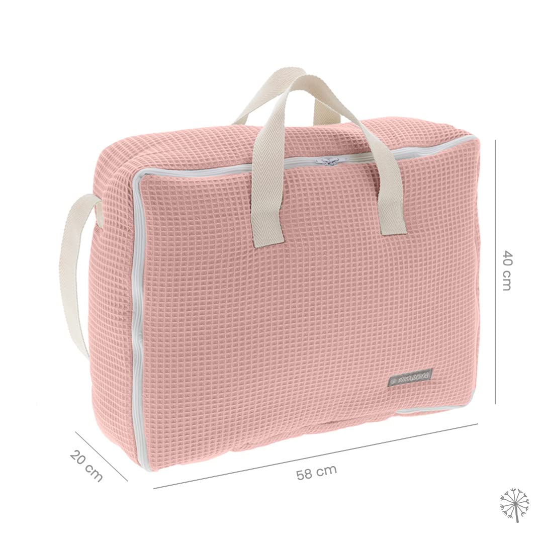MIMUSELINA | Maleta Hospital Bebe | Tela para Nacimiento del Bebés | Bolso Maternidad | Maleta Bebe Hospital Recién Nacido Ideal también para Viaje y Fin de Semana Mediana (Rosa)