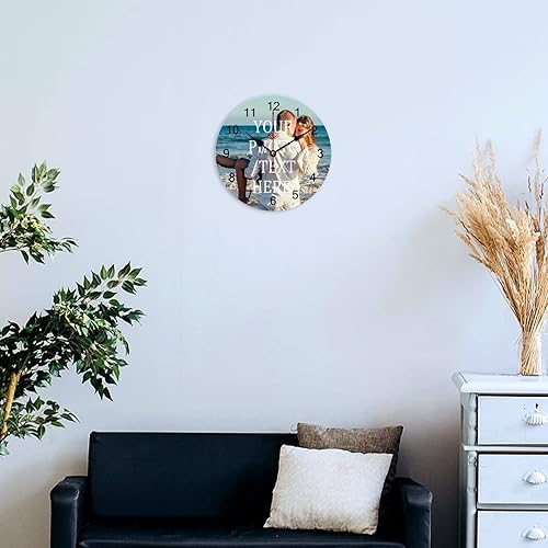 Miniatura 6 de Reloj de pared personalizado con imágenes de 24 pulgadas, funciona con pilas, se puede personalizar, reloj de pared grande, silencioso, redondo,