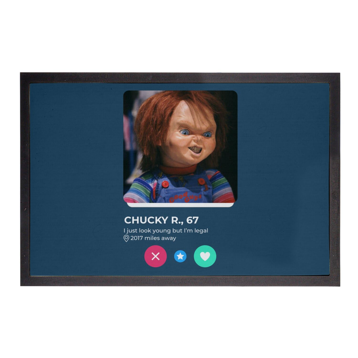 Paillasson Chucky tapis horreur bleu pour entrée geek originale