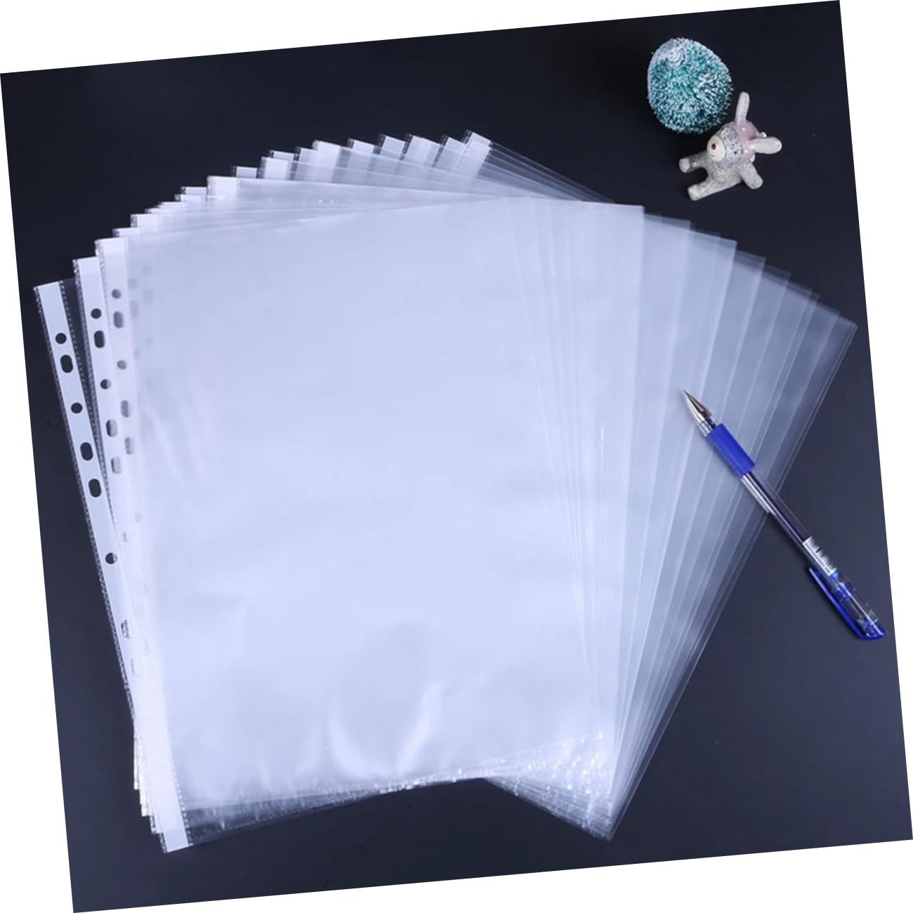 SHINEOFI Chemise Rangement Document A4 en Pp, Lot de 100 Pochettes 11 Trous, Légères et Résistantes à L’huile, pour Classer Vos Papiers au Bureau