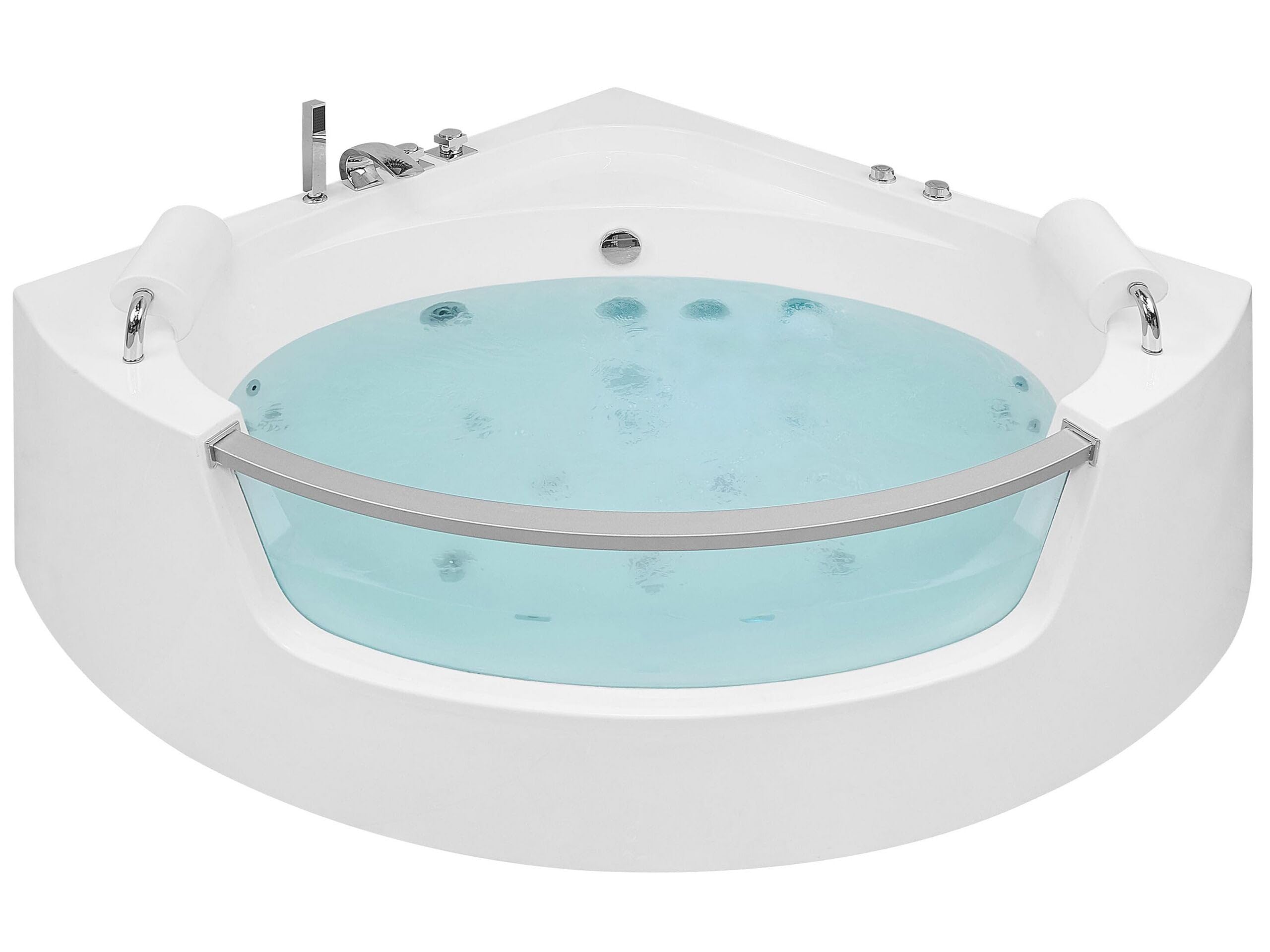 Vasca Idromassaggio Angolare Acrilico Sanitario Bianco con Getti e LED