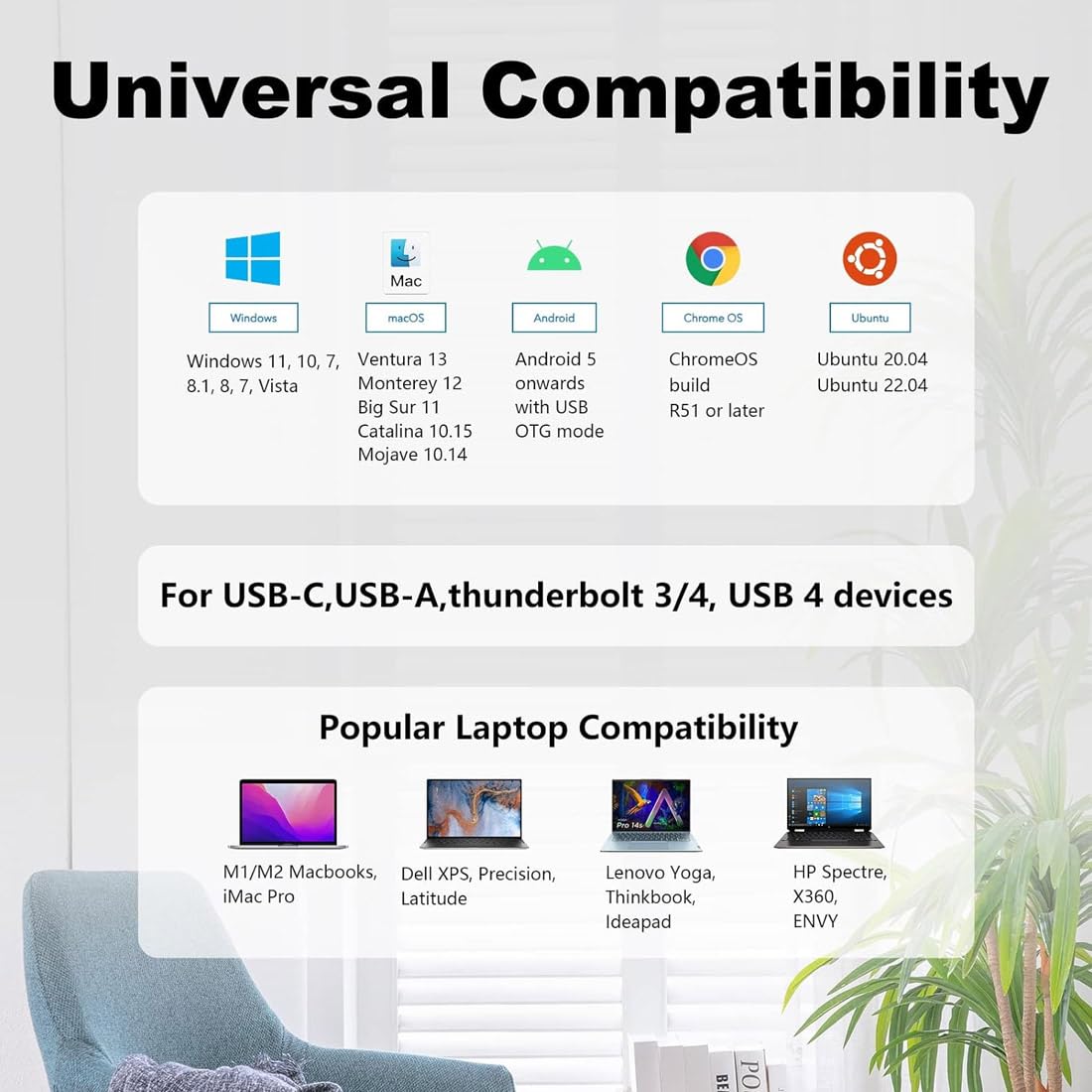 WAVLINK Station d'accueil USB-C Double Écran 4K, Charge 100W, 2 HDMI/DisplayPort, Compatible Mac, Windows, Thunderbolt 3/4, 6 USB, Ethernet, Audio, Compatible avec Le Nouveau MacBook Neo