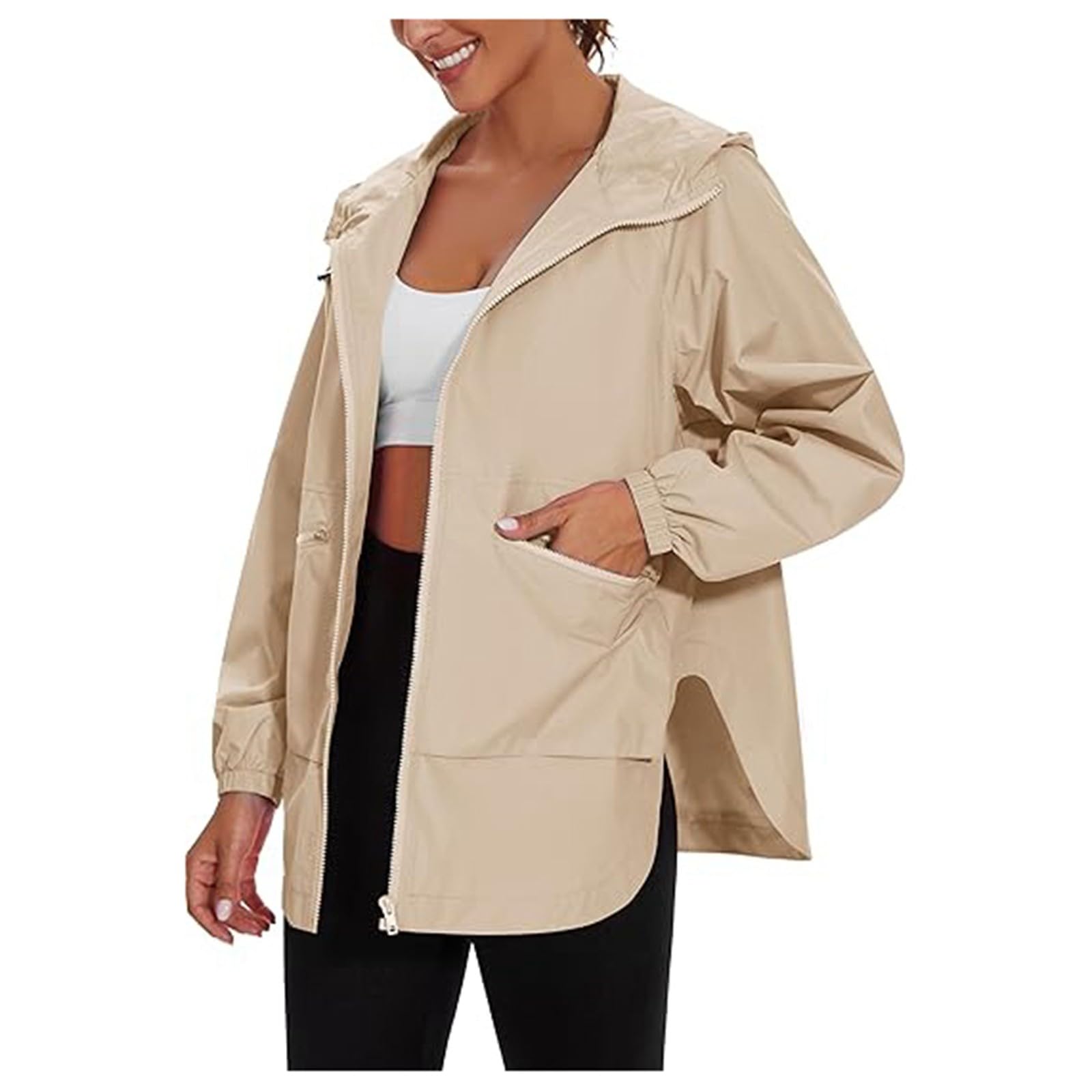 Giacca a vento da donna a maniche lunghe con chiusura lampo, per il tempo libero, in denim, robusta camicetta in cotone, alla moda, per tutti i giorni