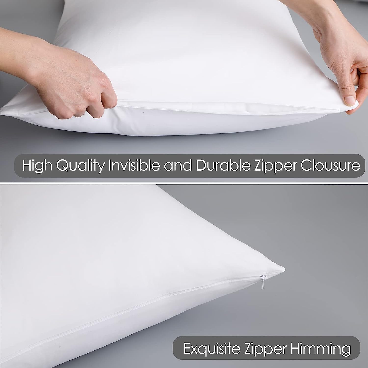 Body Pillow Cover Long Pillow Case,100% Egyptian Cotton Bed Pillow Protector with Zipper,400 Thread Count Cooling Full Body Pillowcase for Adults 20x54 Inches (1 Pack,White) - Image 3