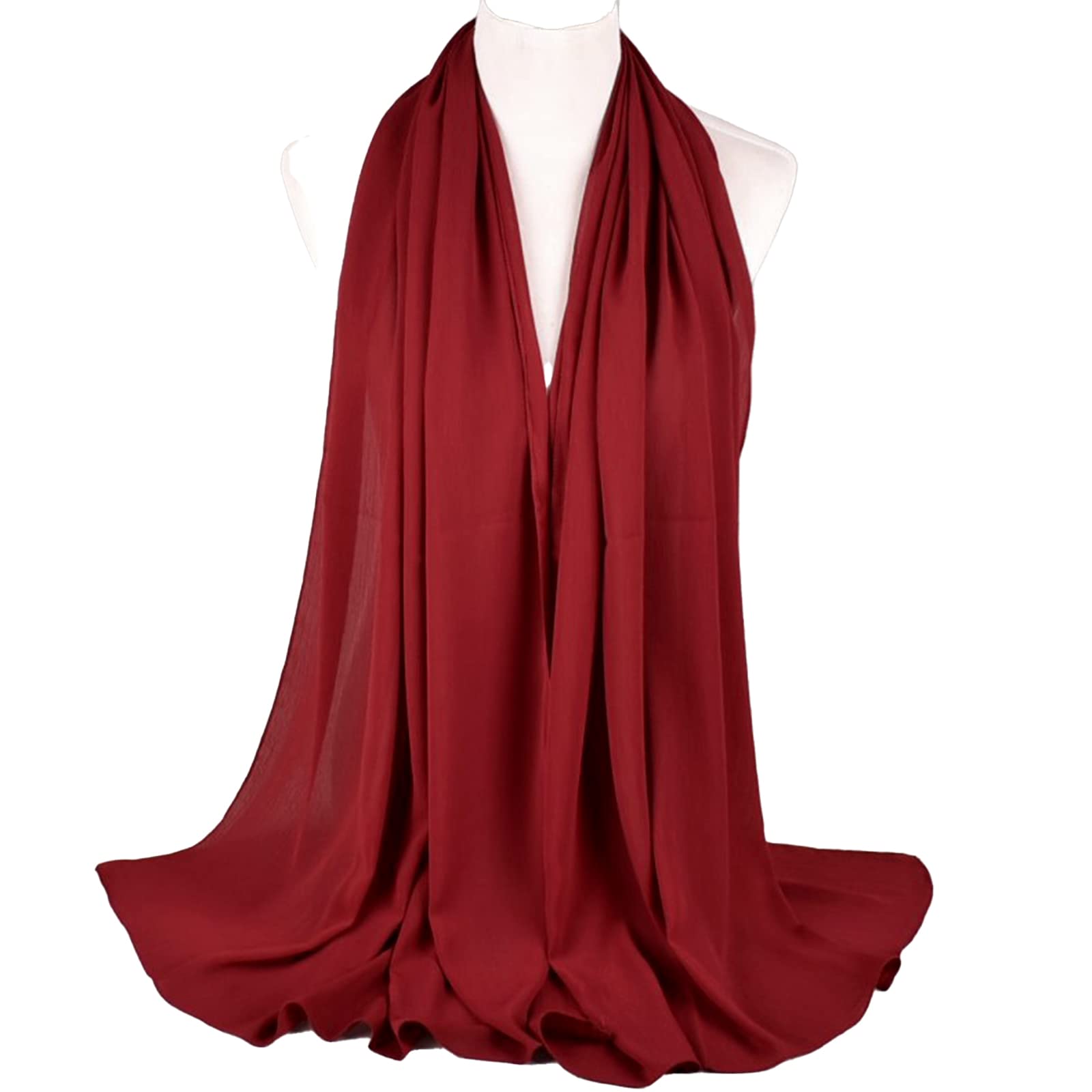 Damski szal szaliki chusty len bawełna damski szalik duże ponadwymiarowe szaliki etoli na zimę jesień wiosnę 180 cm * 145 cm, czerwony (wine red), Rozmiar uniwersalny