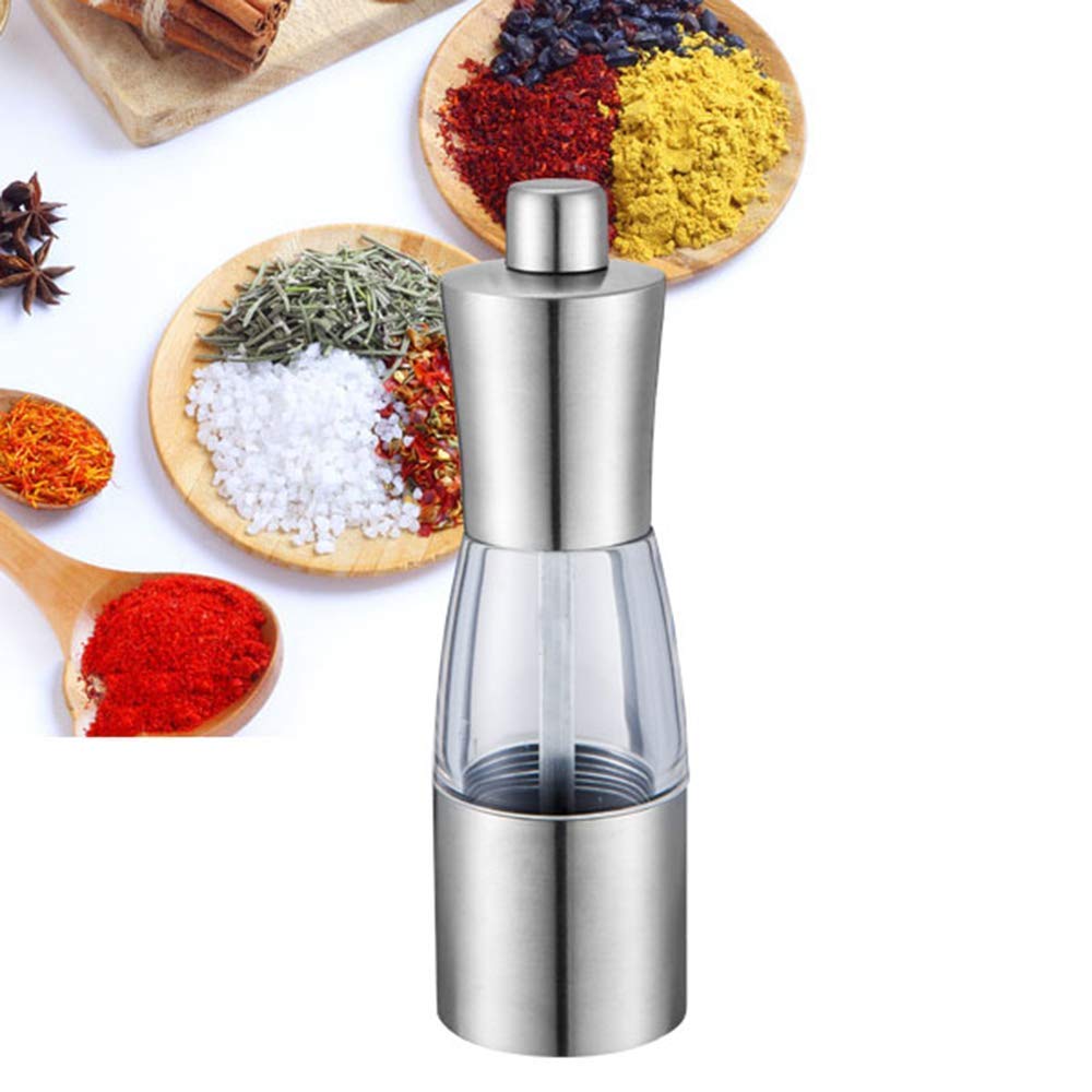 Salz- und Pfeffermühle, manuelle Bedienung, einstellbare Dicke, transparentes Sichtfenster, 2er-Pack, Gewürzmühle Dressing.